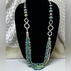 Chico's. Elegant Beaded Turquoise & Silver Necklace
